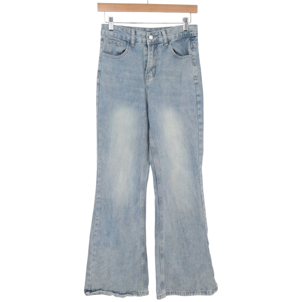 Unbranded Jeans Womens M Wide Leg Flare Light Blue High Rise Excellent